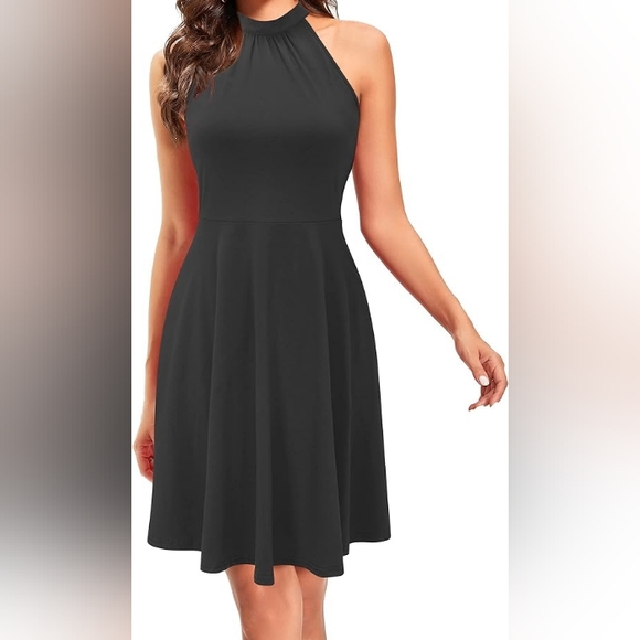 Sz M Halter Neck Stretch Sleeveless Casual Dress - Picture 1 of 9